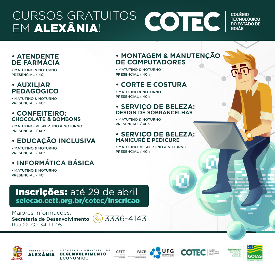 Novos cursos do COTEC em Alexânia
